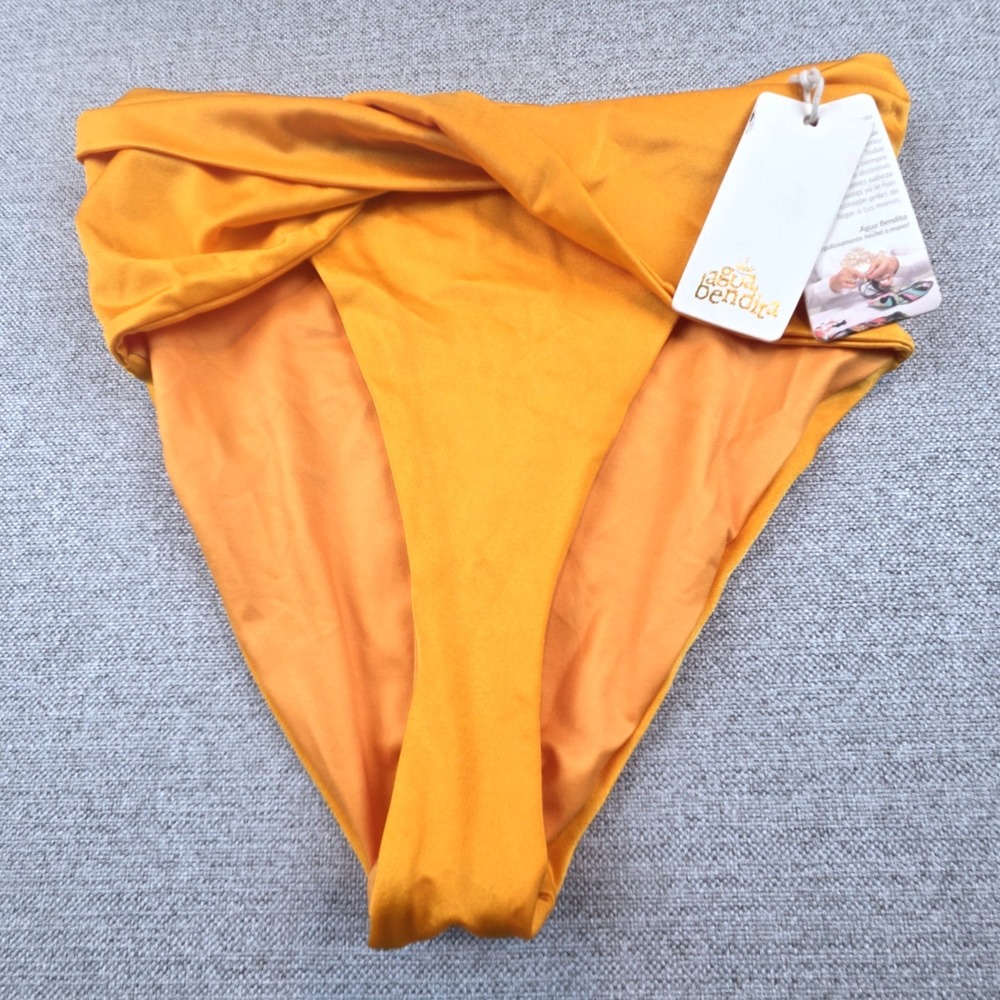Agua Bendita Lily Arabella High Rise Orange Bikini Bottom  Size‎ Large  NEW